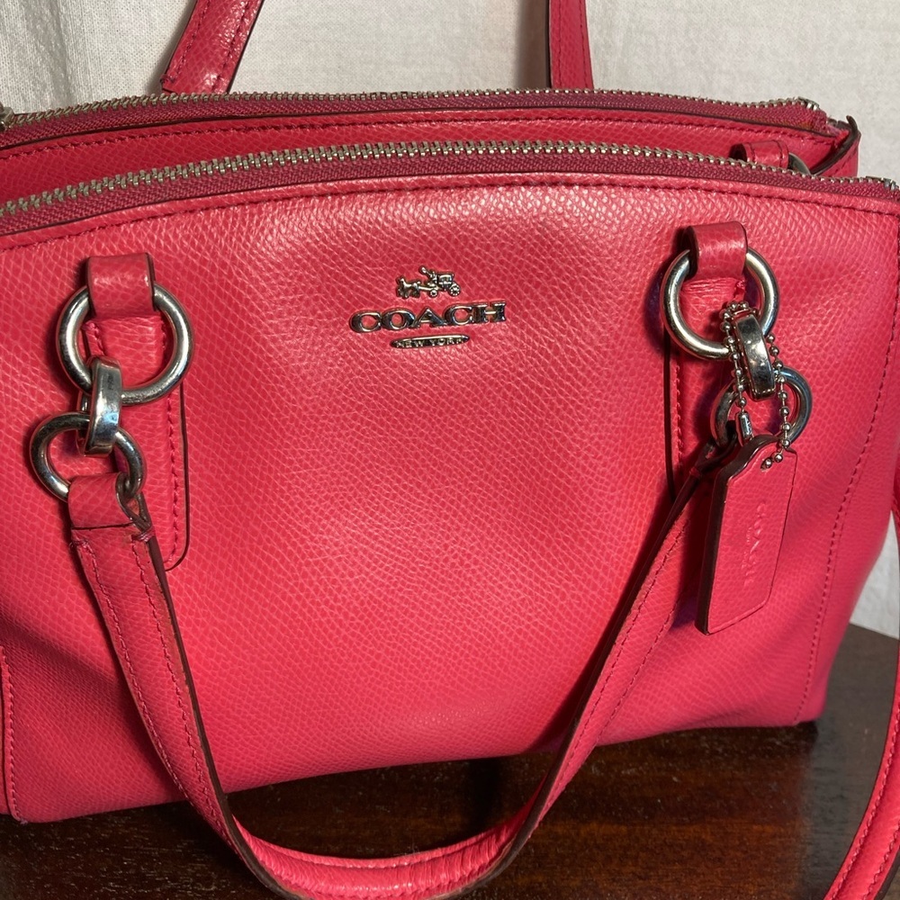 COACH PINK LEATHER SATCHEL TOTE SHOULDERBAG - Picture 11 of 13